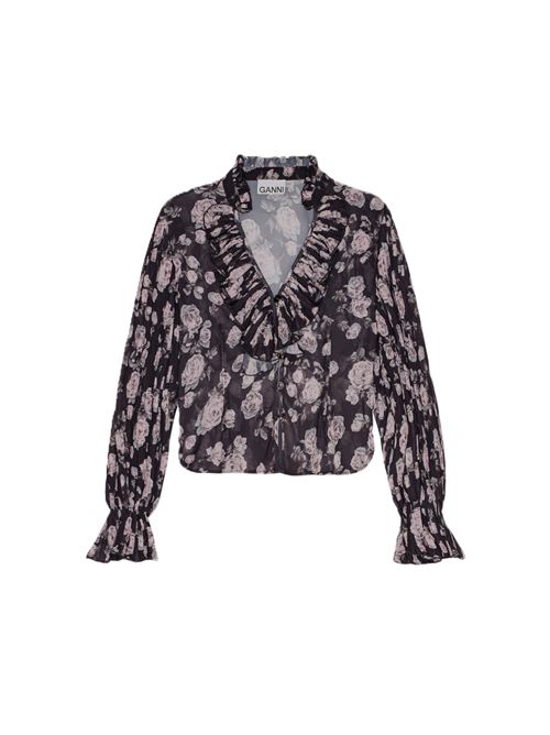 Phantom Floral Georgette blusa scollo a V Ganni Ganni | F9555252 PHANTHOM